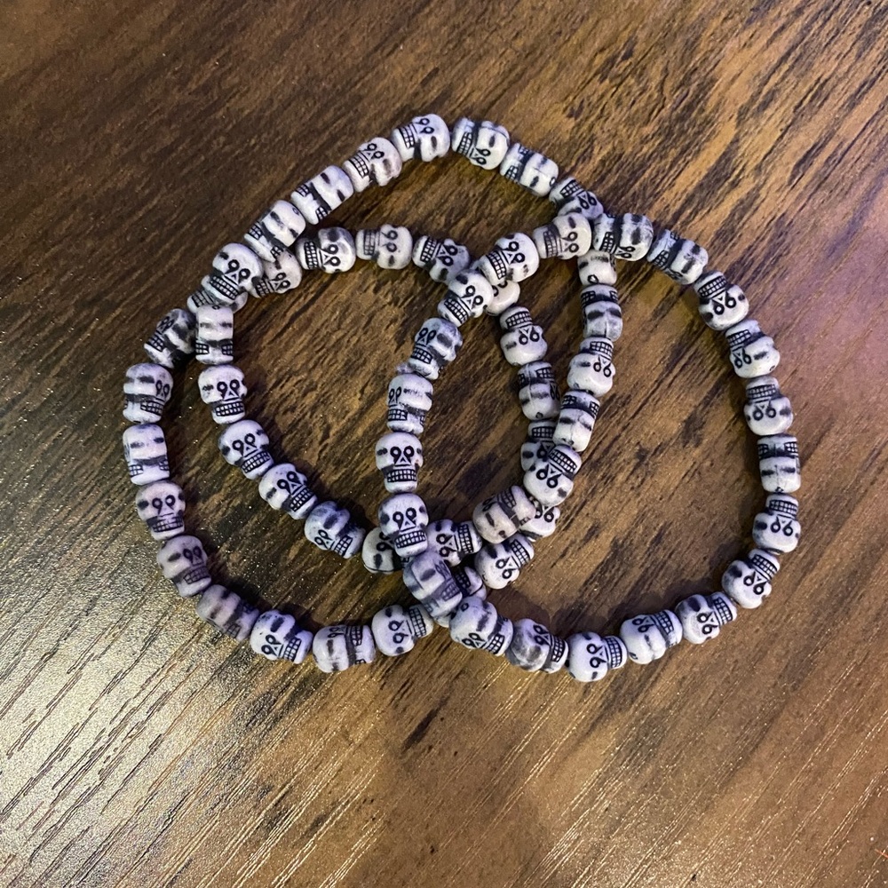 Set of 3 Skeleton Bracelets Goth Party Festival